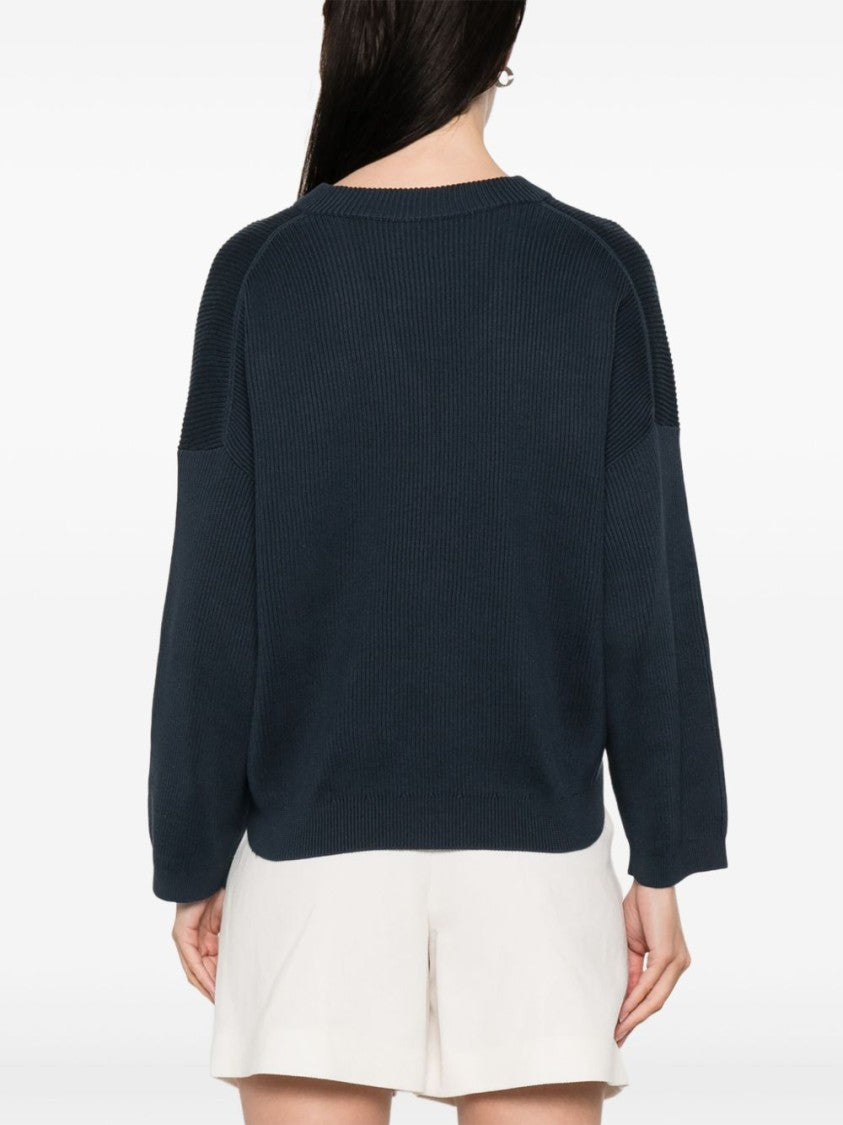 Brunello Cucinelli Ribbed V-Neck Sweater With Jewel Embellishments