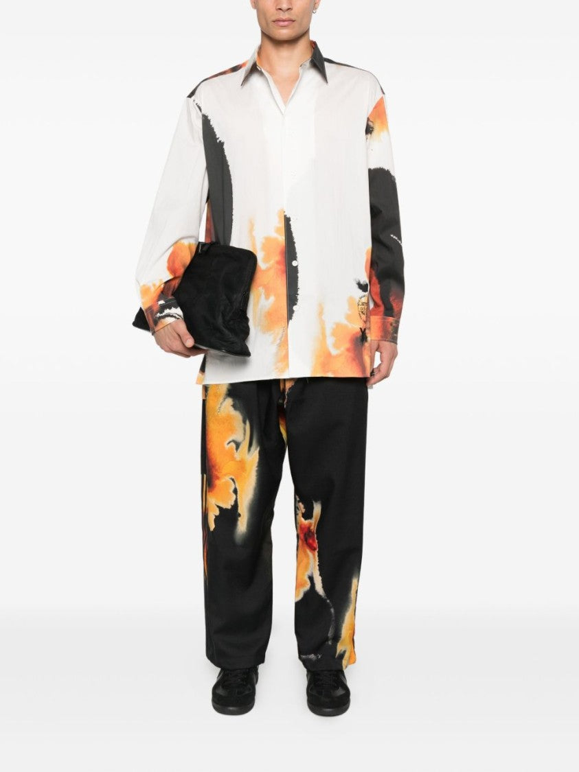 Y-3 Joggers With Abstract Orange Print And Side Seam Pockets
