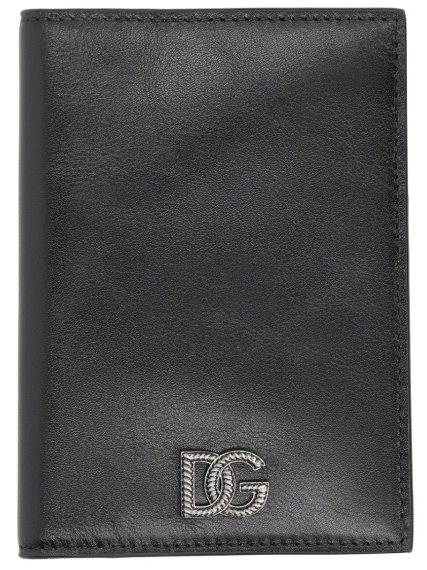 Dolce & Gabbana Neutral Storm Minimalist Passport Leather Wallet