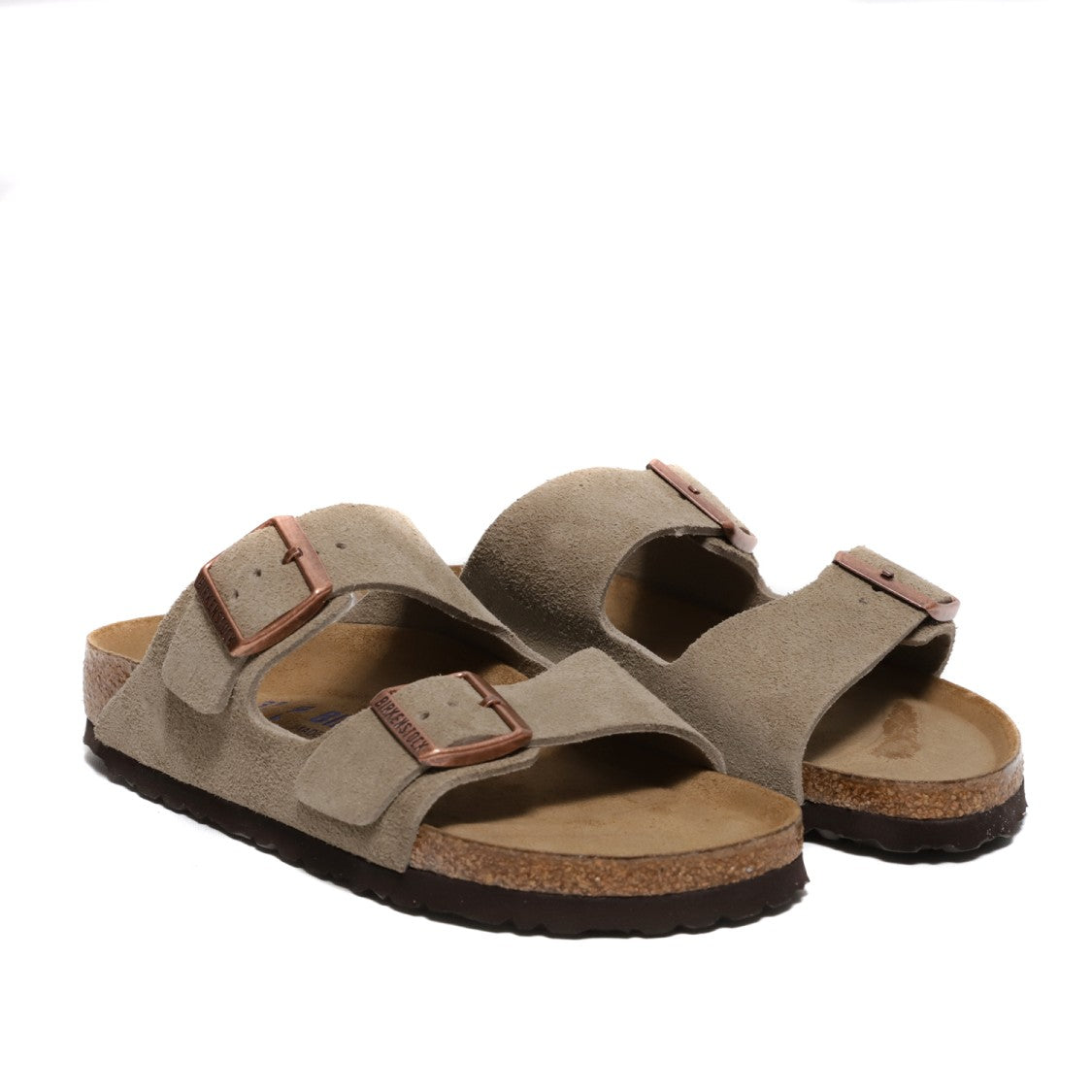 Birkenstock Arizona Sandal With Adjustable Straps In Suede Sand