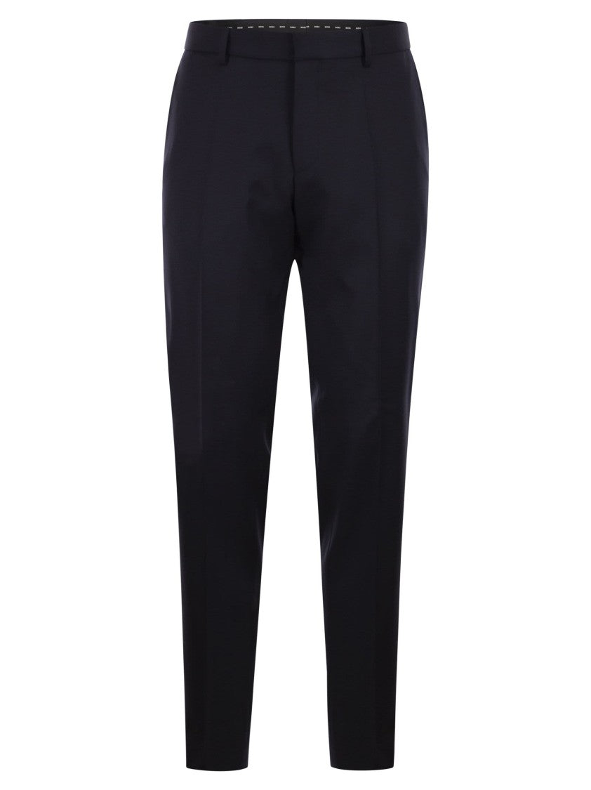 Boss Slim Fit Trousers In Virgin Wool Serge