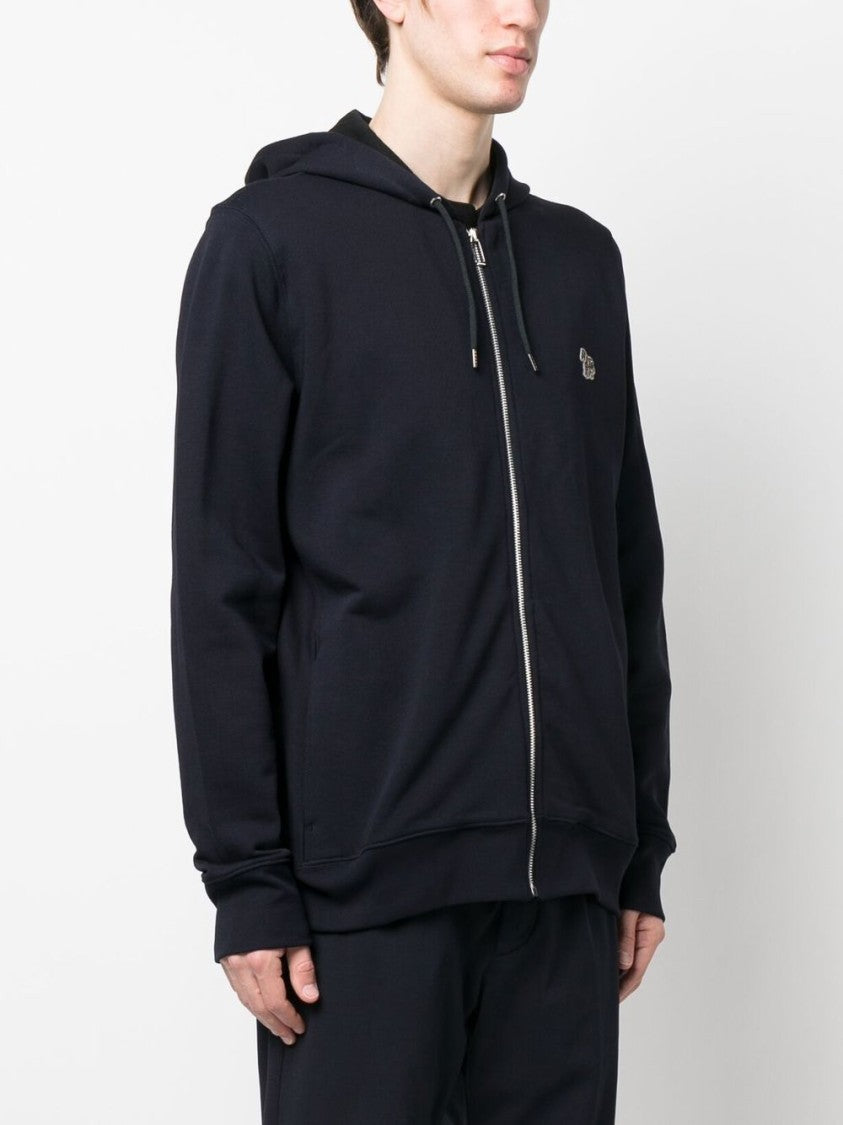 Paul Smith Men's Zip-Up Hoodie Sweater With Embroidered Logo