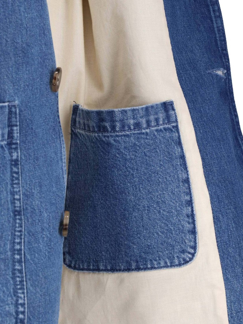 Valentino Classic Contrasting Corduroy Collar Denim Jacket