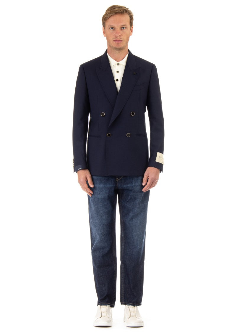 Lardini Attitude Line Double-Breasted Wool Jacket
