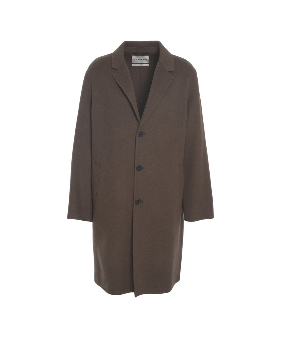 Amaranto Amaranth Cashmere Blend Long Coat With Shawl Collar And Hidden Pockets
