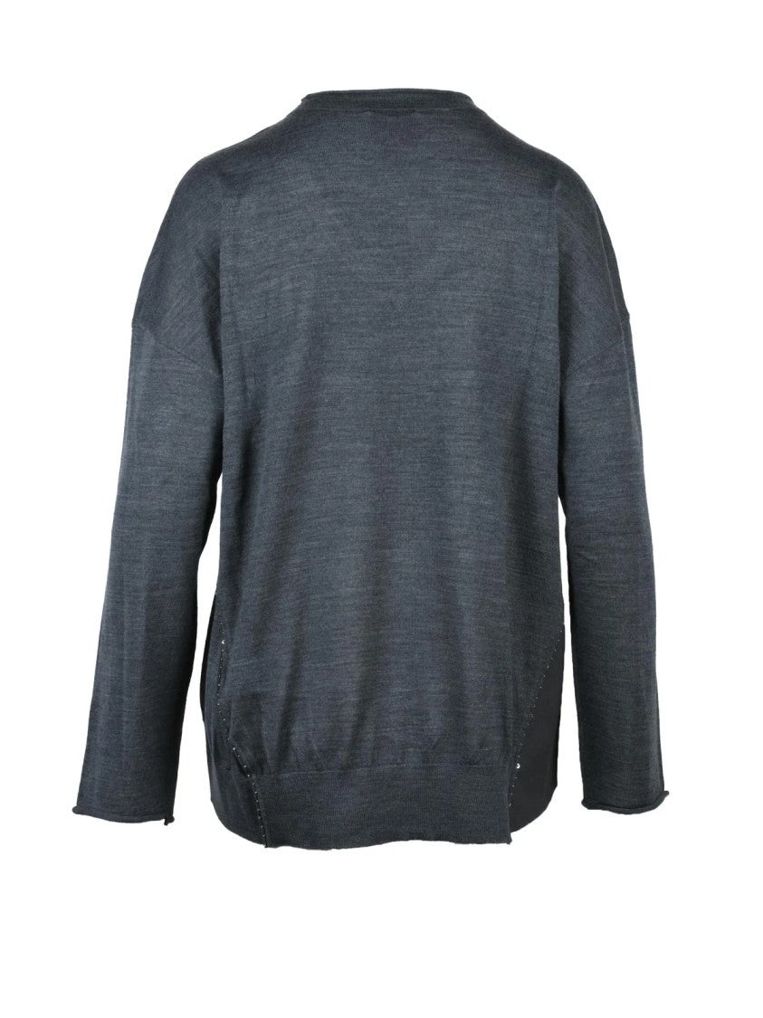 Alessia Santi Asymmetric Knit Sweater With Relaxed Fit And Sequin Detailing