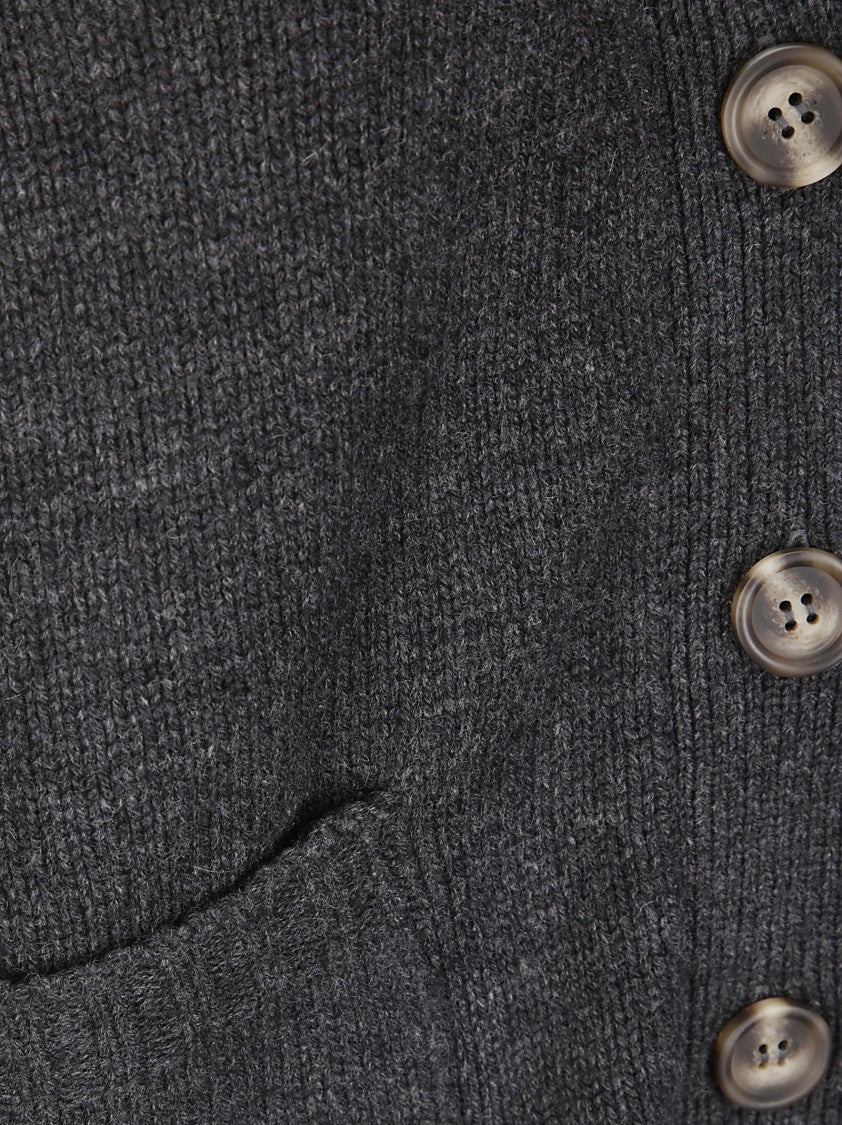 Be You Refined Cashmere Gilet With Contrasting Front Buttons And Deep Neckline