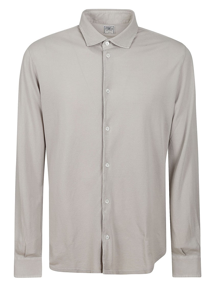 Fedeli Long-Sleeved Cotton Shirt With Classic Collar