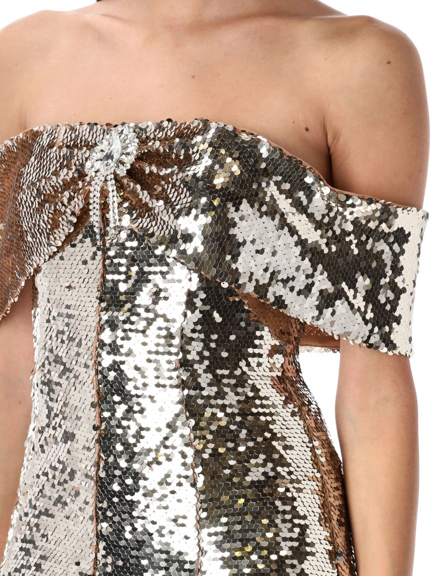 Self-Portrait Sequin Gold Mini Dress