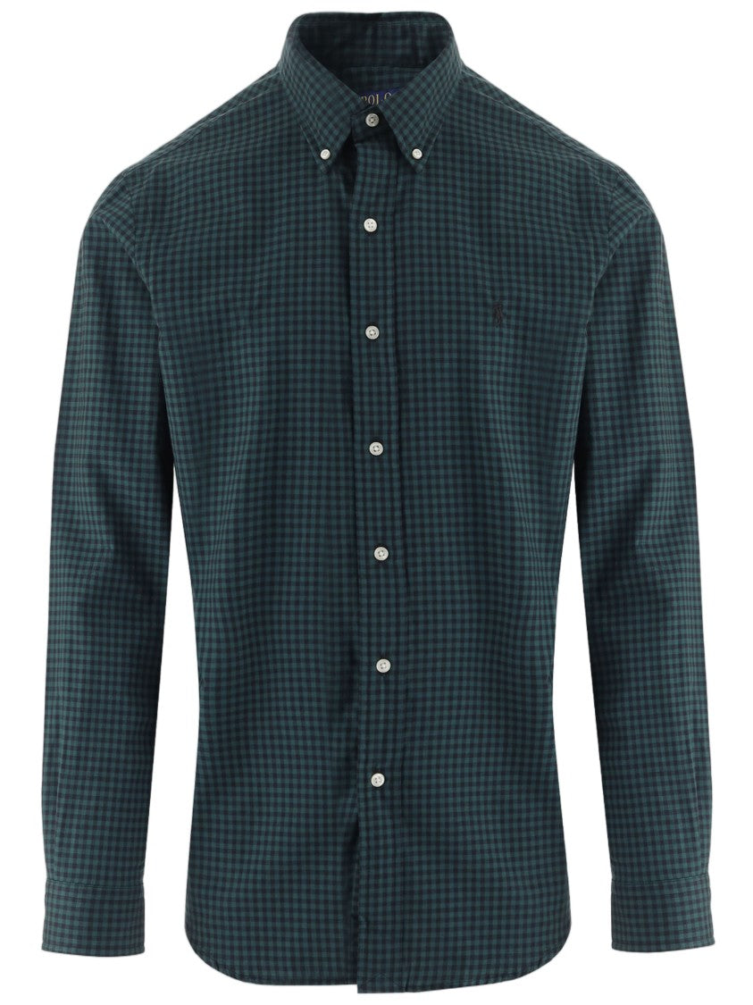 Polo Ralph Lauren Checked Cotton Shirt With Button-Down Collar And Curved Hem