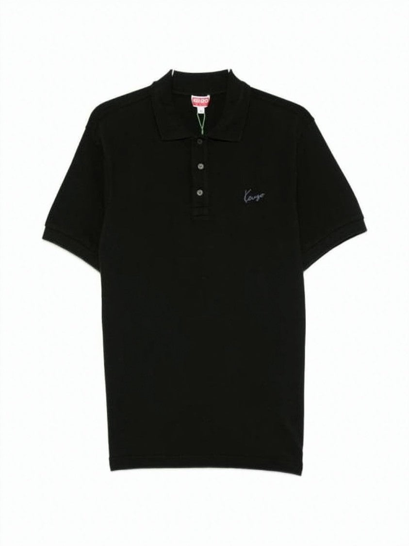 Kenzo Kenzo Signature Embroidered Slim Cotton Polo Shirt