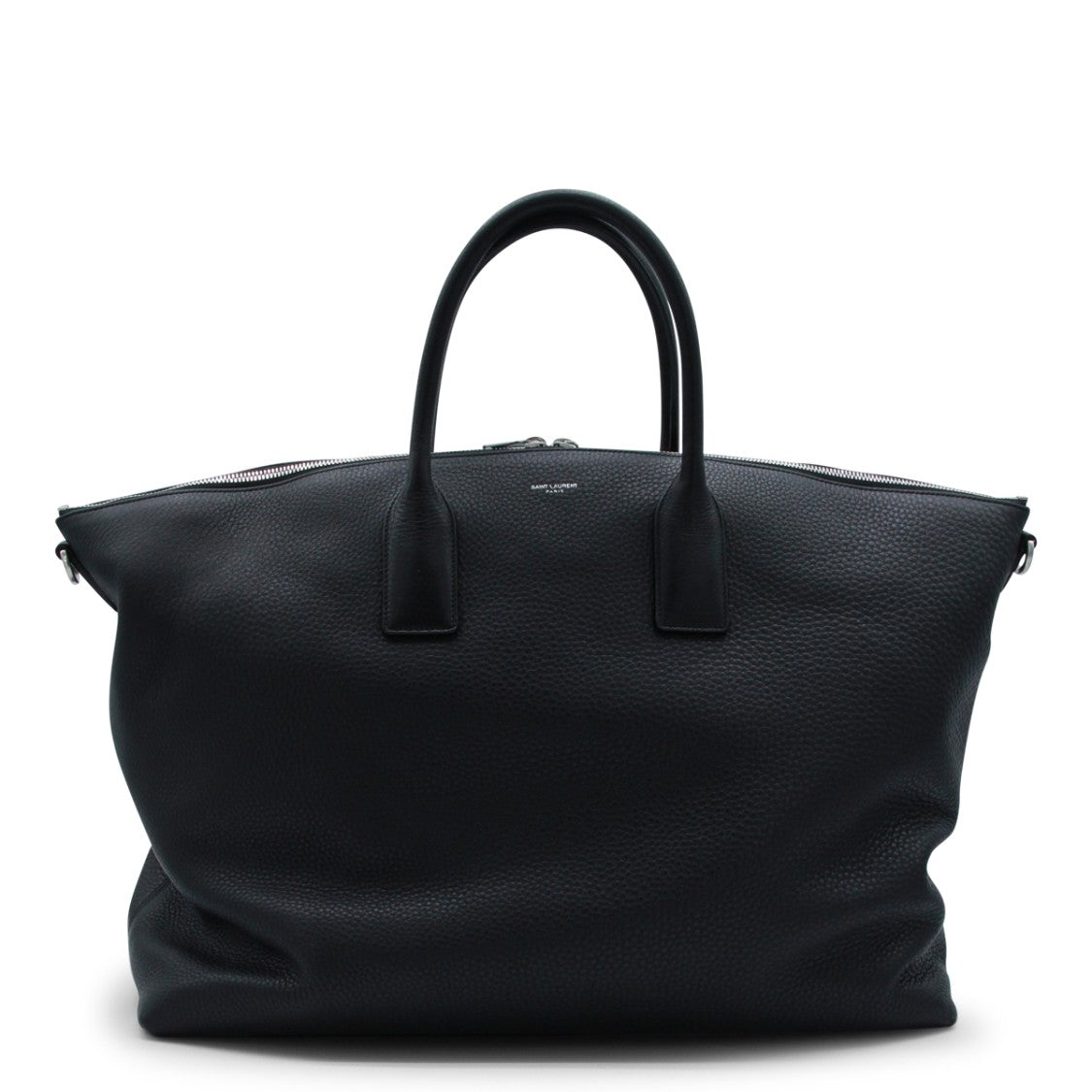 Saint Laurent Black Leather Top Handle Bag With Logo