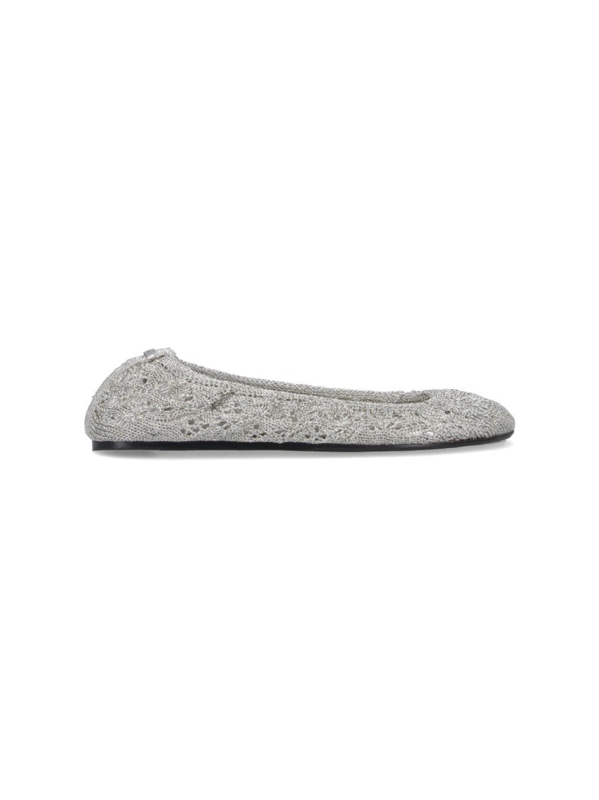Isabel Marant "Belna" Crochet Ballet Flats – Silver
