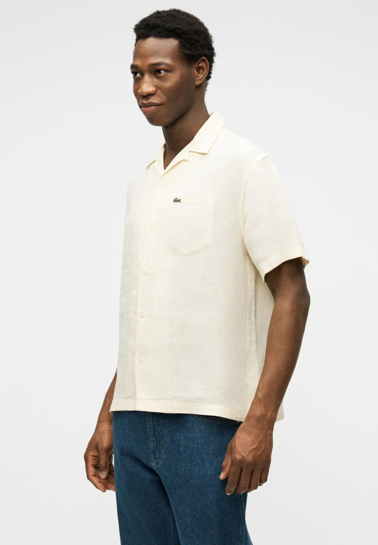 Lacoste Beige Relaxed Fit Linen Shirt