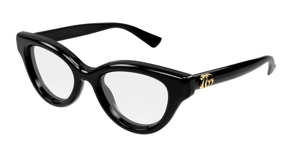 Gucci Black Glossy Black Finish Oversized Cat-Eye Eyeglasses