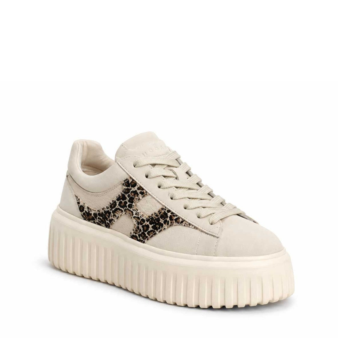 Hogan Leopard Print Ribbed-Sole Platform Sneakers