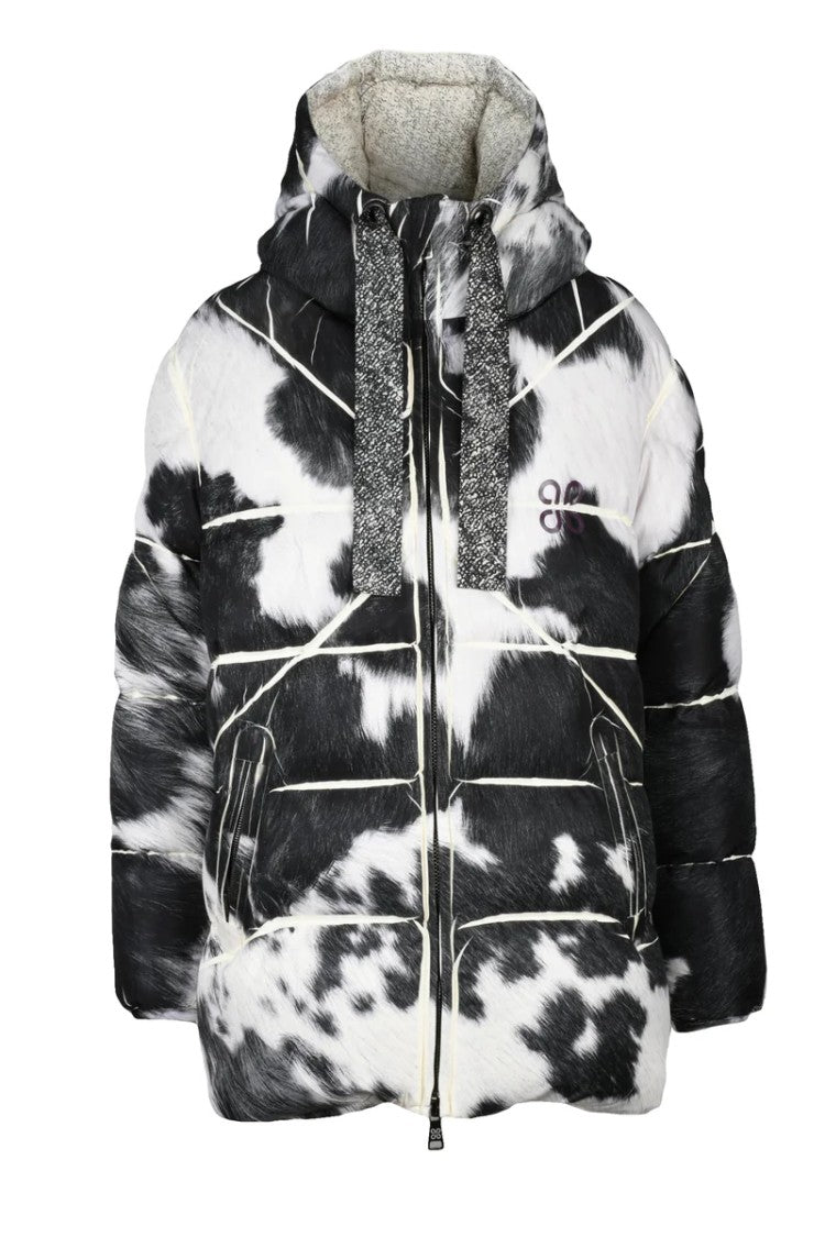 Plus Patty Down Jacket With Zip - Black/White