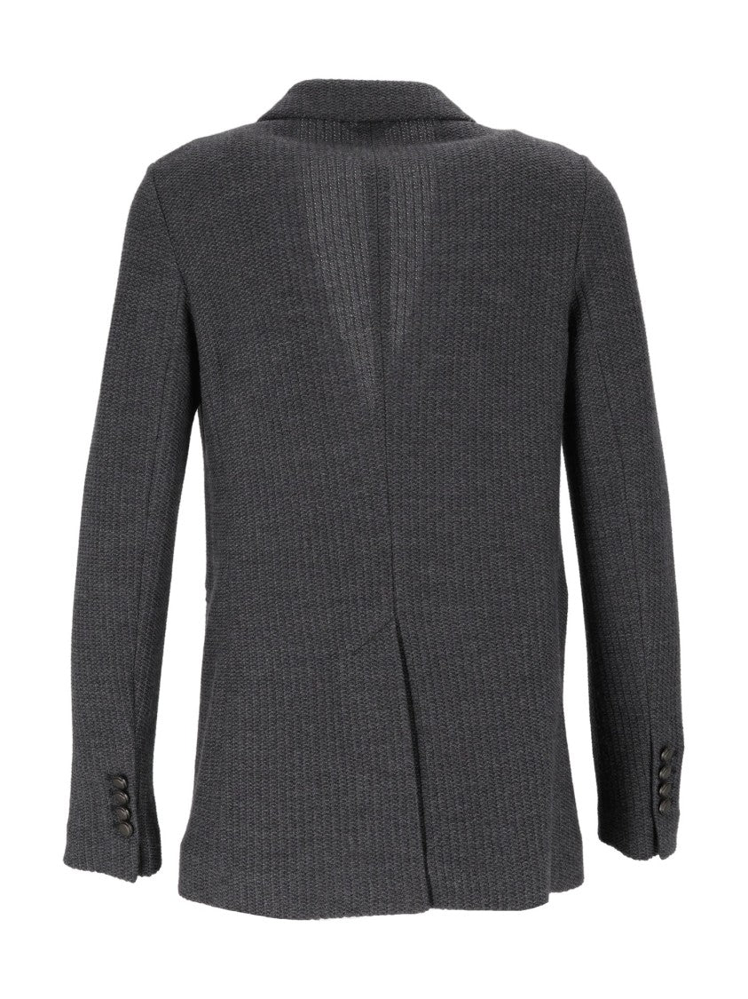 Circolo 1901 Textured Knit Metal Button Double-Breasted Blazer
