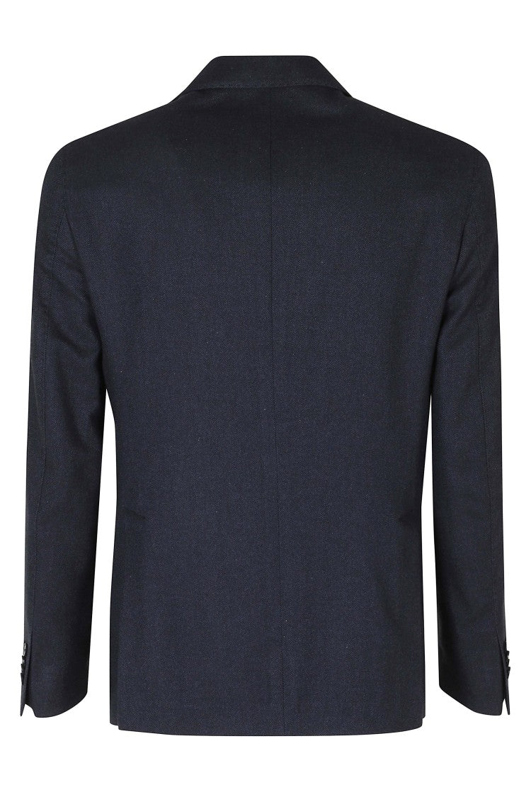 L.B.M. Tailored Blue Cotton Jacket With Jeweled Lapel Detail