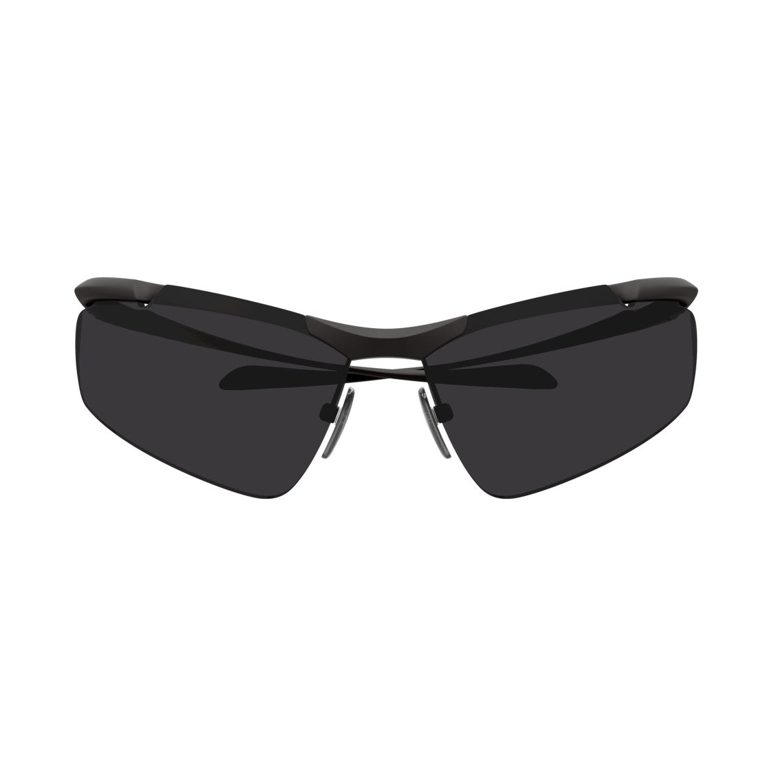 Balenciaga Wraparound Black Sunglasses With Minimalistic Metal Frame