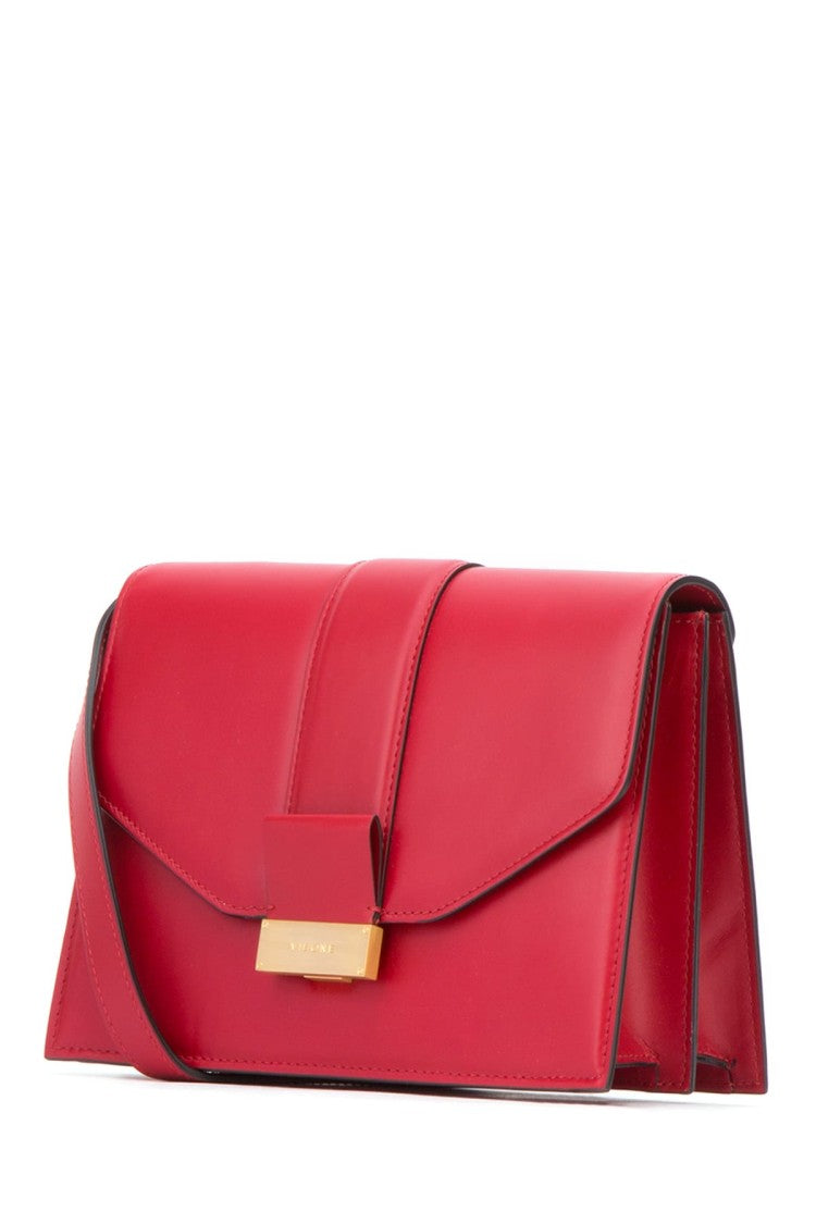 Visone Rectangular Red Shoulder Bag With Gold-Tone Clasp