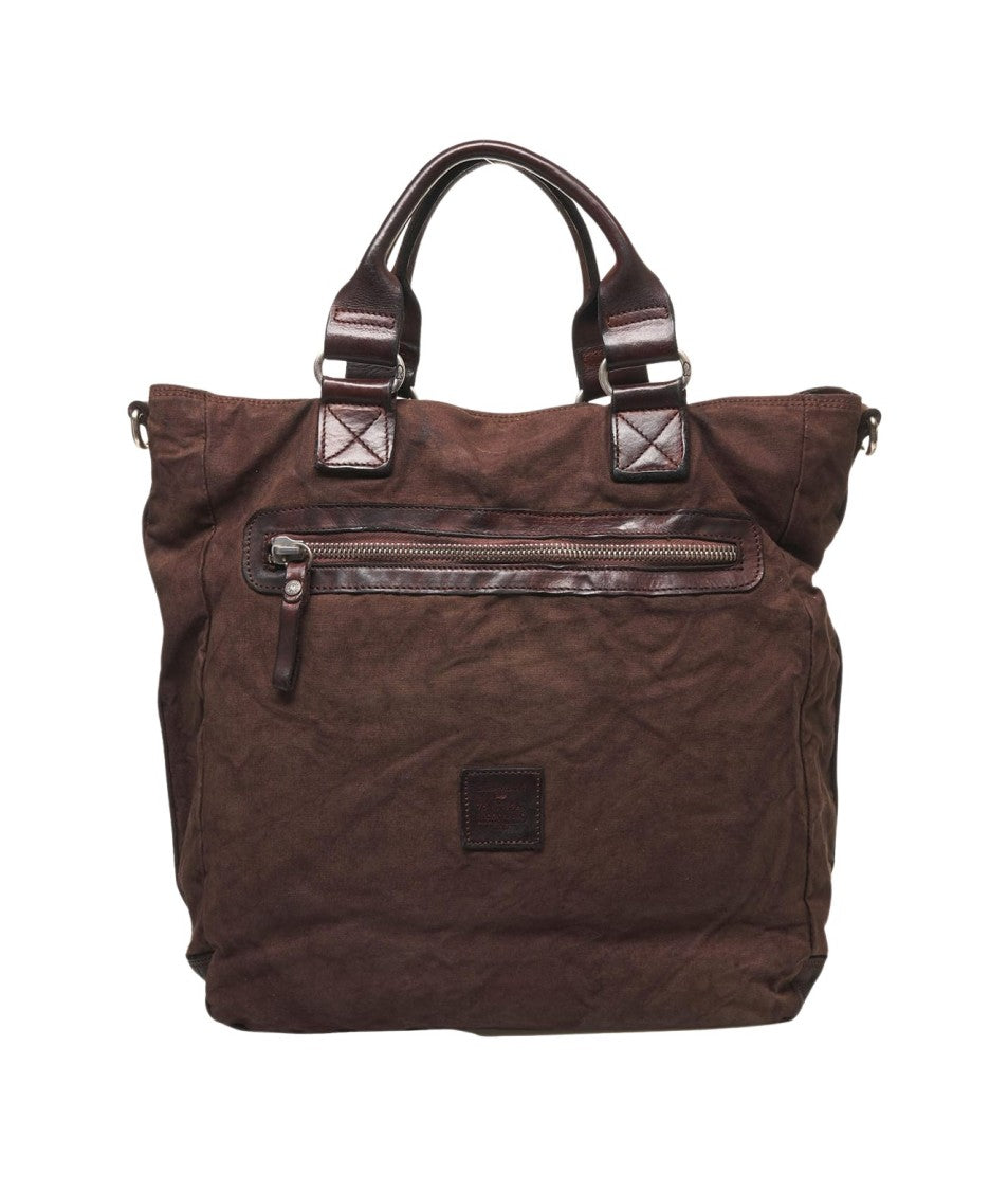 Campomaggi Brown Canvas And Leather Business Bag