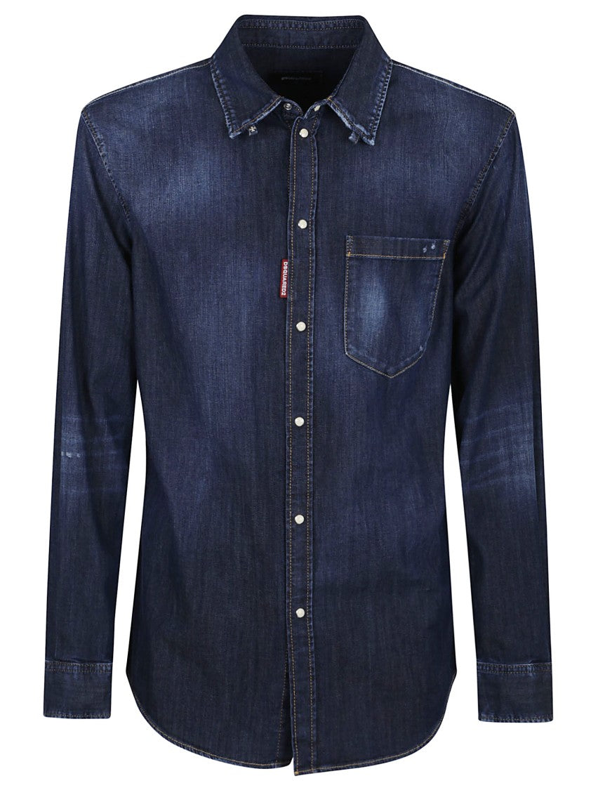 Dsquared2 Comfortable Blue Cotton Blend Shirt