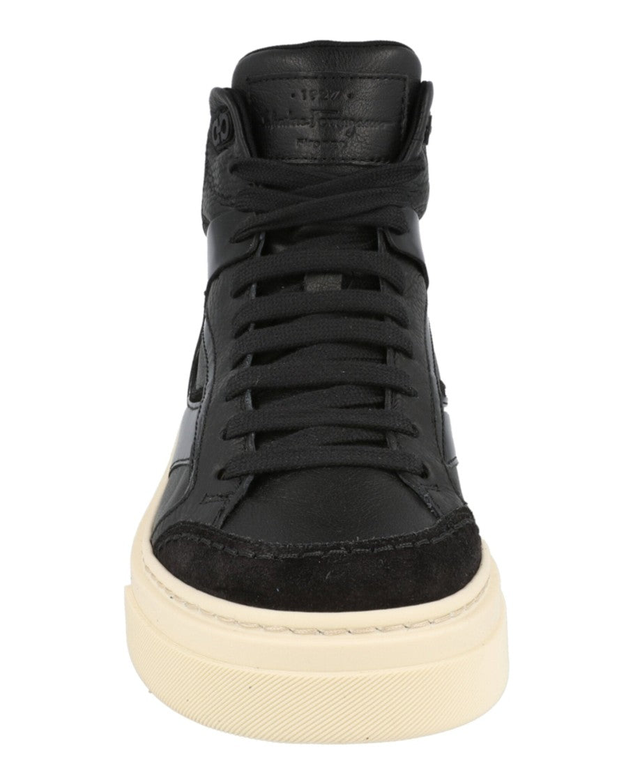 Ferragamo Cassio Leather High-Top Sneakers