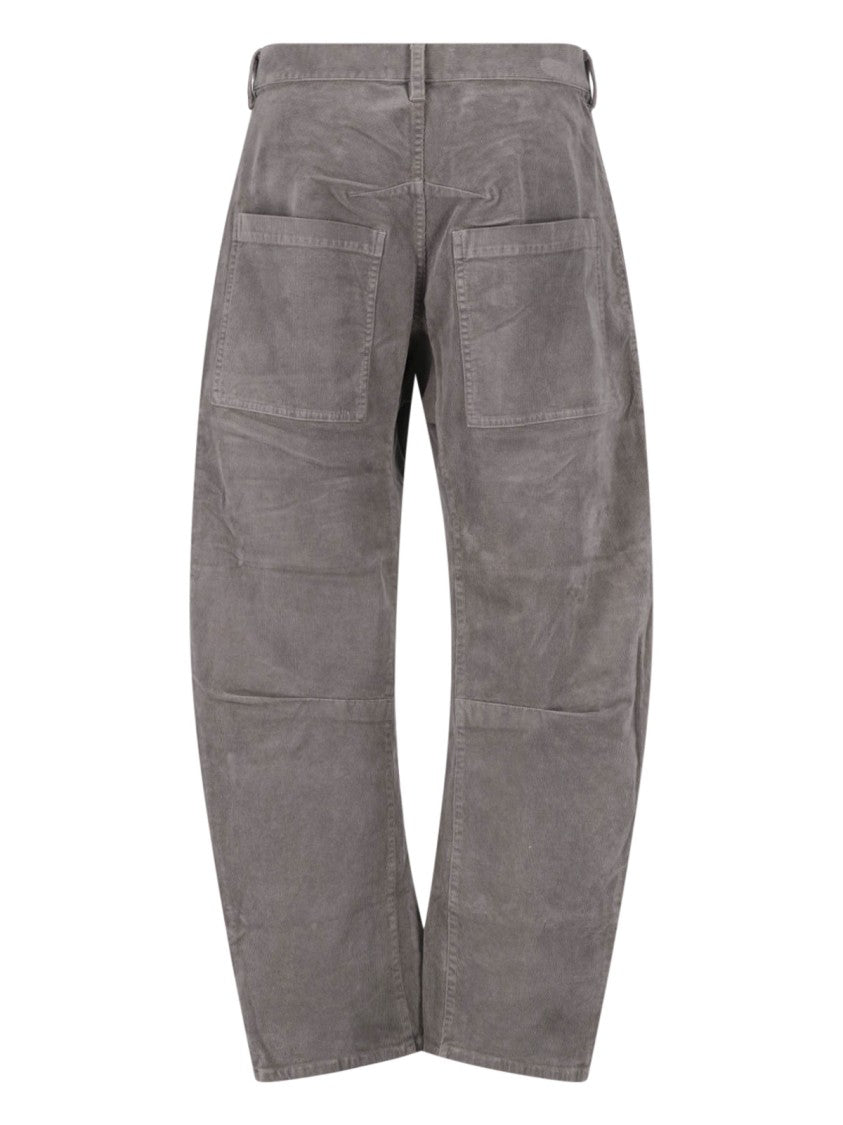 Nili Lotan Grey Shon Rounded-Leg Cotton Pants