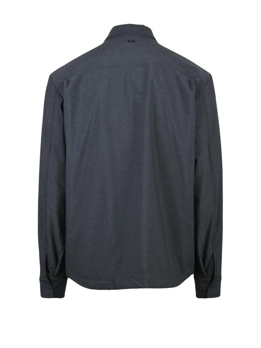 Herno Resort Dark Grey Lined Shirt Jacket With Snap Button Closure And Minimalist Design