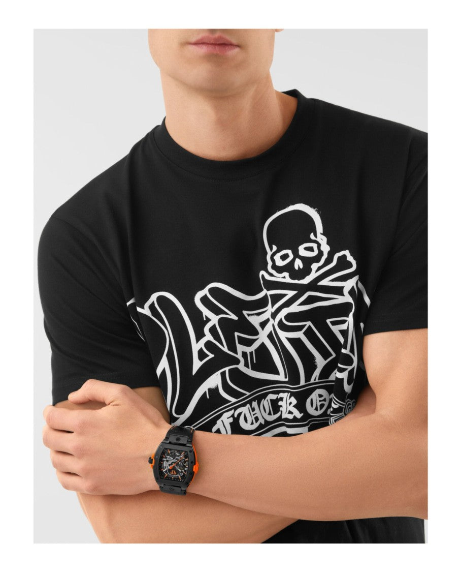 Philipp Plein Aquastorm Silicone Watch With Black Calf Leather Strap