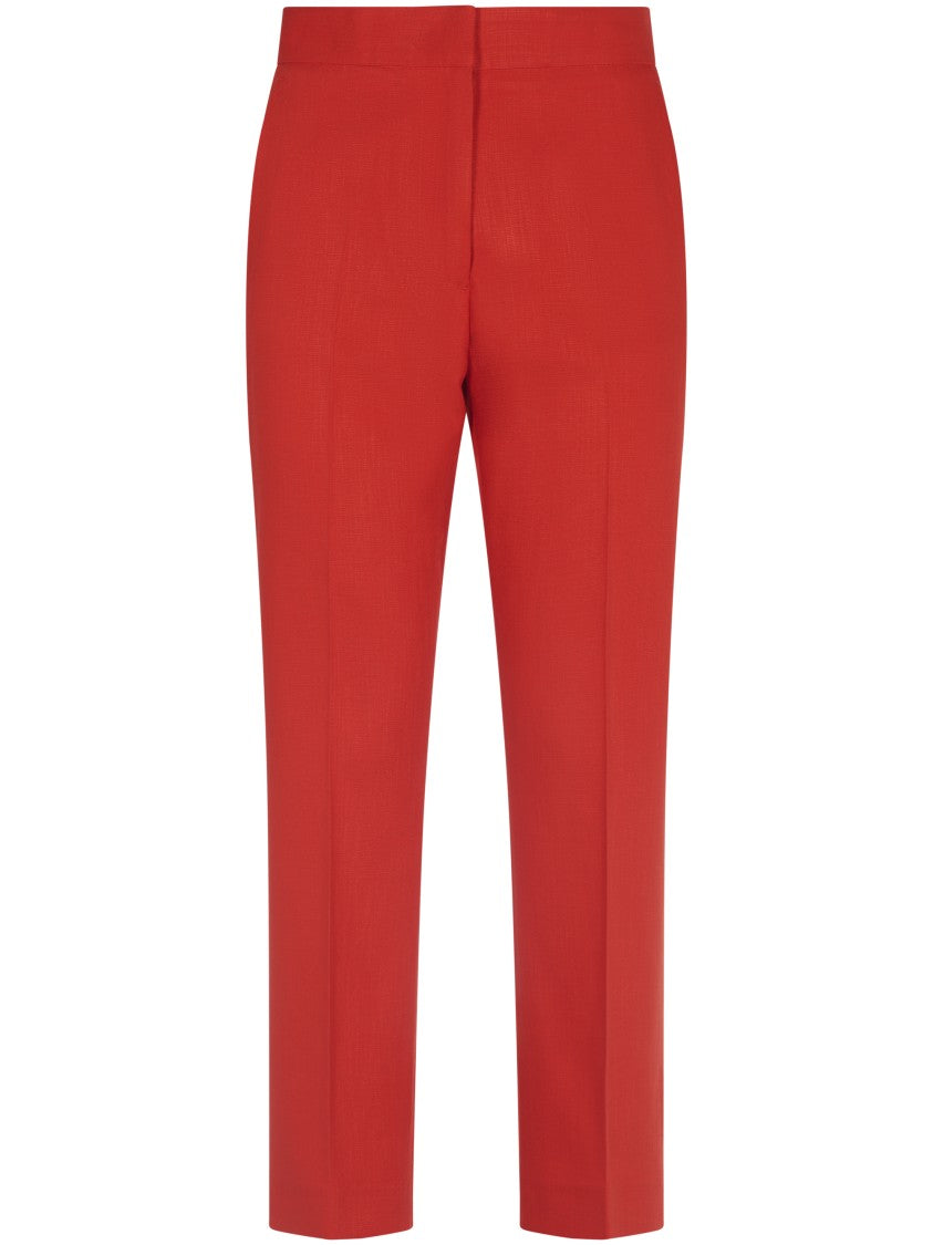 Msgm Tailored Red Trousers With Structured Waistband