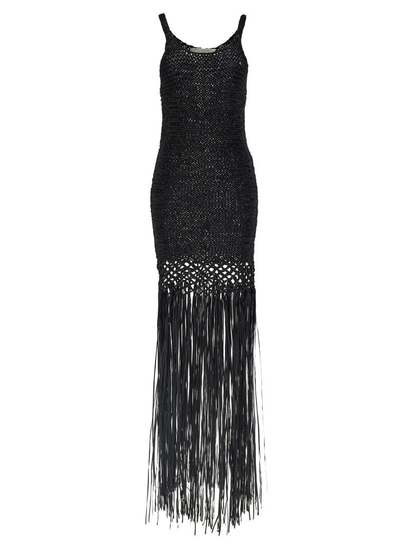 Philosophy Di Lorenzo Serafini Suede Effect Woven Tape Midi Dress