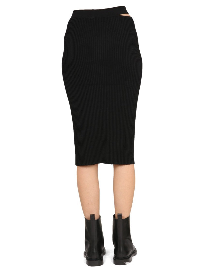 Helmut Lang Asymmetrical One-Shoulder Black Midi Dress