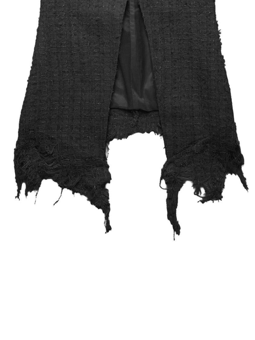 Matieres Fecales Black Fringed Cotton-Blend Skirt
