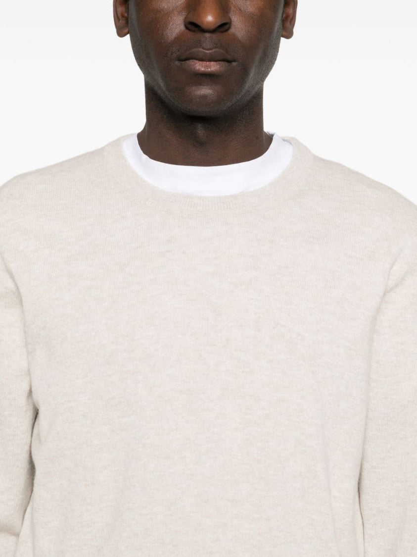 Brunello Cucinelli Beige Ribbed Finish Cashmere Sweater