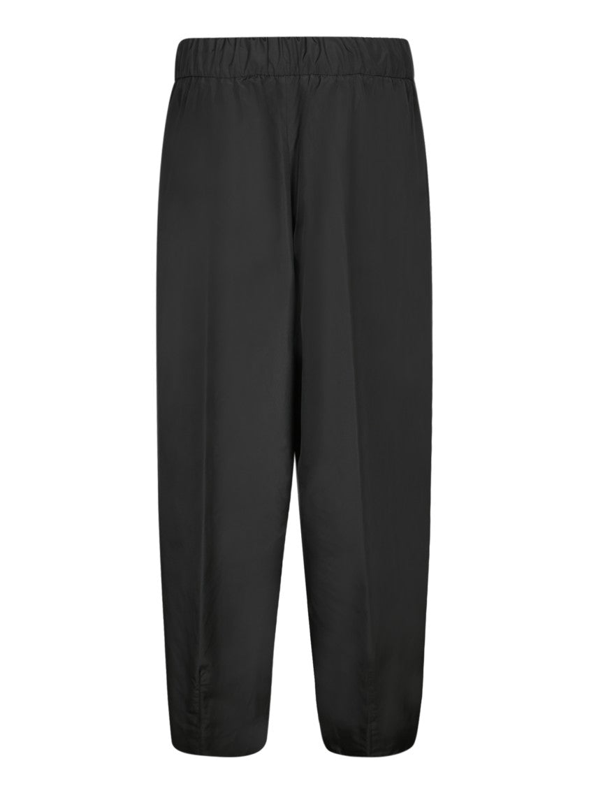 Herno Carrot Fit Black Taffeta Trousers With Adjustable Waistband