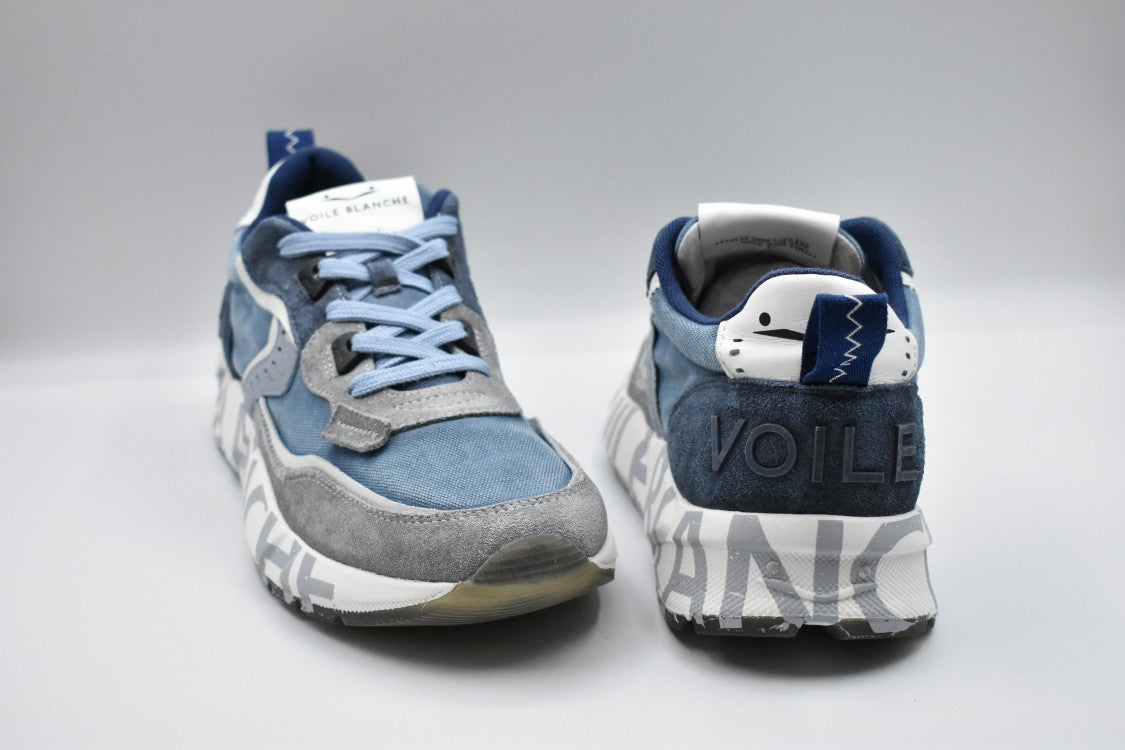 Voile Blanche Sneakers In Grey-Indigo With Laced Closure