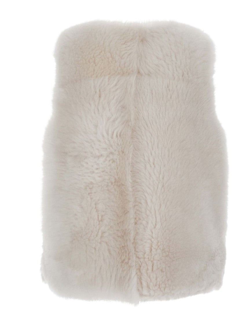 Suprema White Shearling Leather Gilet