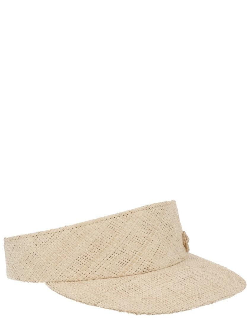 Ruslan Baginskiy Natural Woven Straw Logo Visor Hat