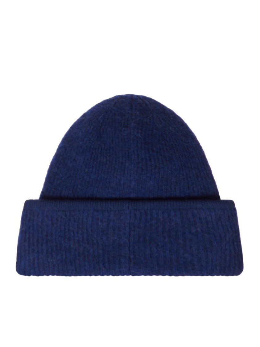Jacquemus Knitted Beanie With Folded Cuff And Rectangular Patch