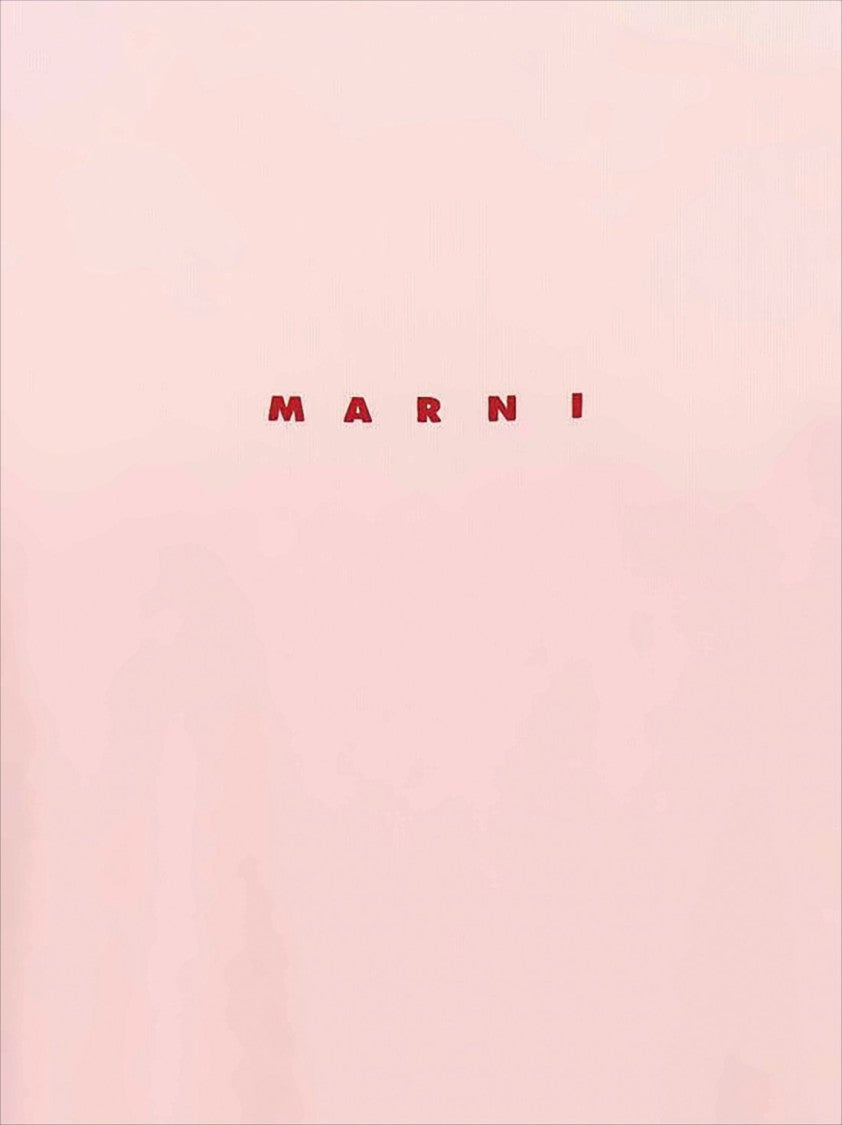 Marni Relaxed Fit Pastel Pink T-Shirt With Centered Logo