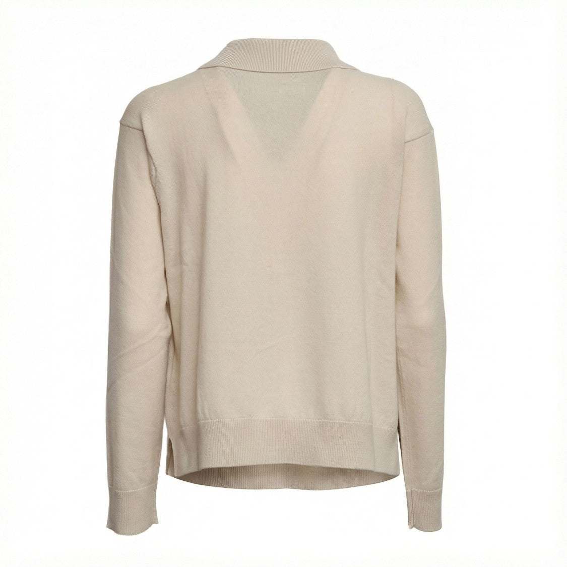 Max Mara Beige Long-Sleeve Polo Sweater