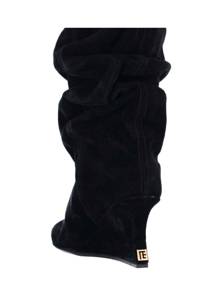 Balmain Mid-Calf Slouchy Boots With Pointed Toe