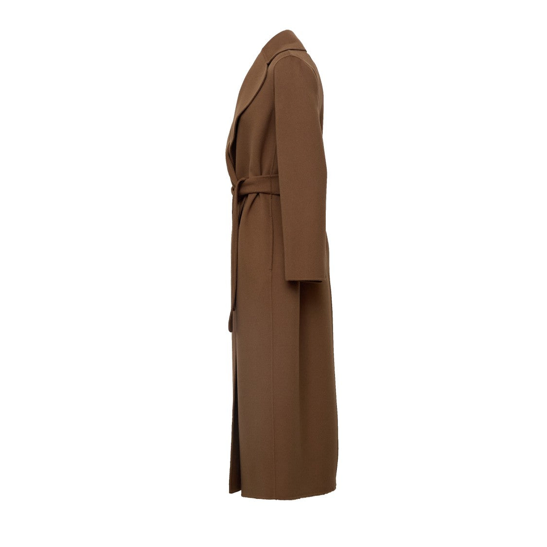 Max Mara Poldo Long Straight-Cut Wool Belted Coat