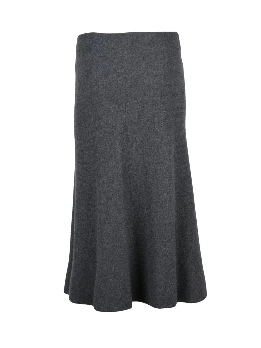 Jil Sander Grey Wool Elasticated Knit Midi Skirt