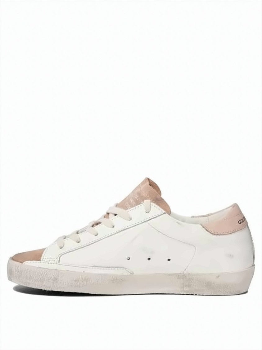 Golden Goose Worn-In White Leather Low-Top Sneakers With Glitter Star Accents