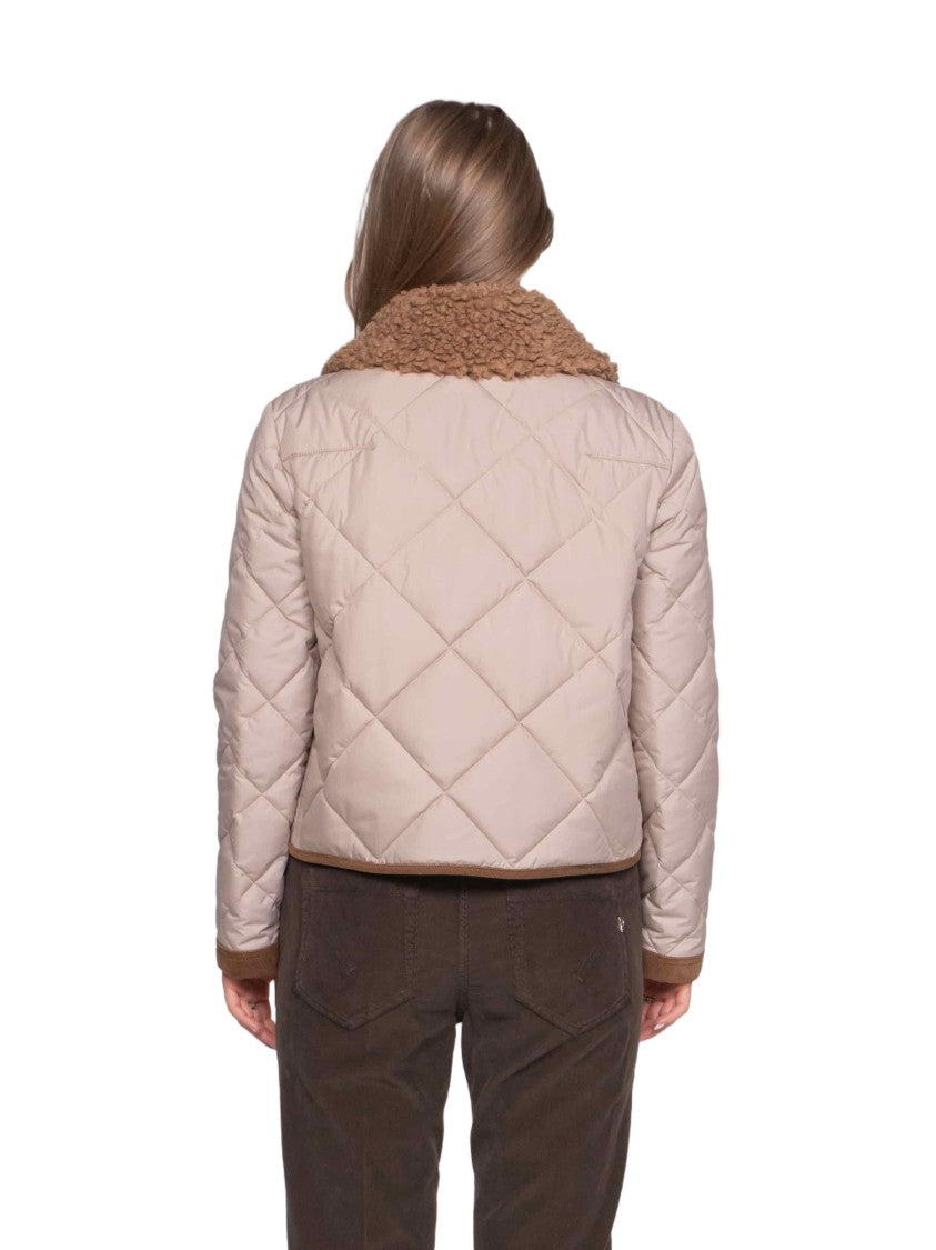 Fay Quilted Jacket With Plush Textured Collar And Toggle Closures