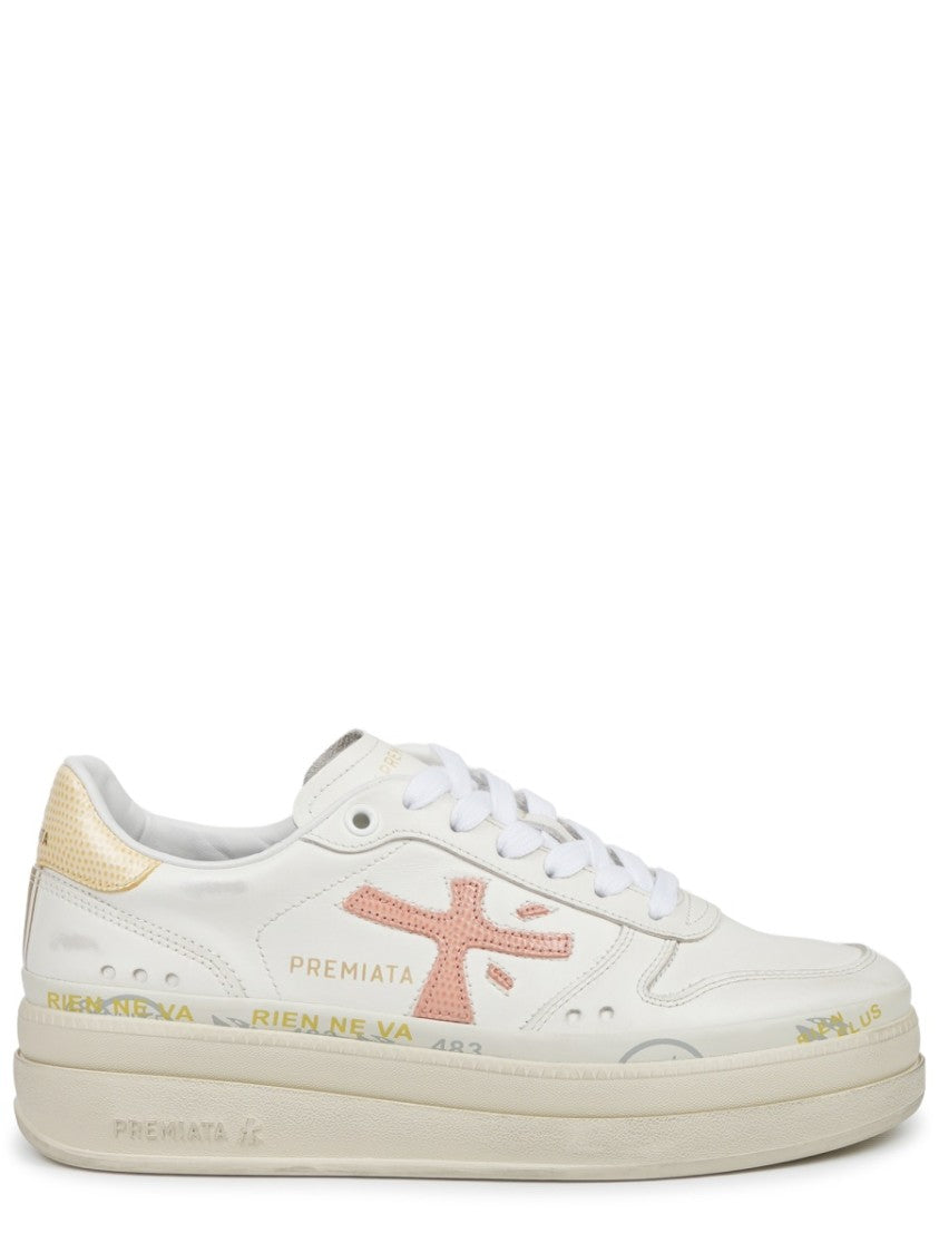 Premiata Micol Calfskin Elevated Sole Sneakers