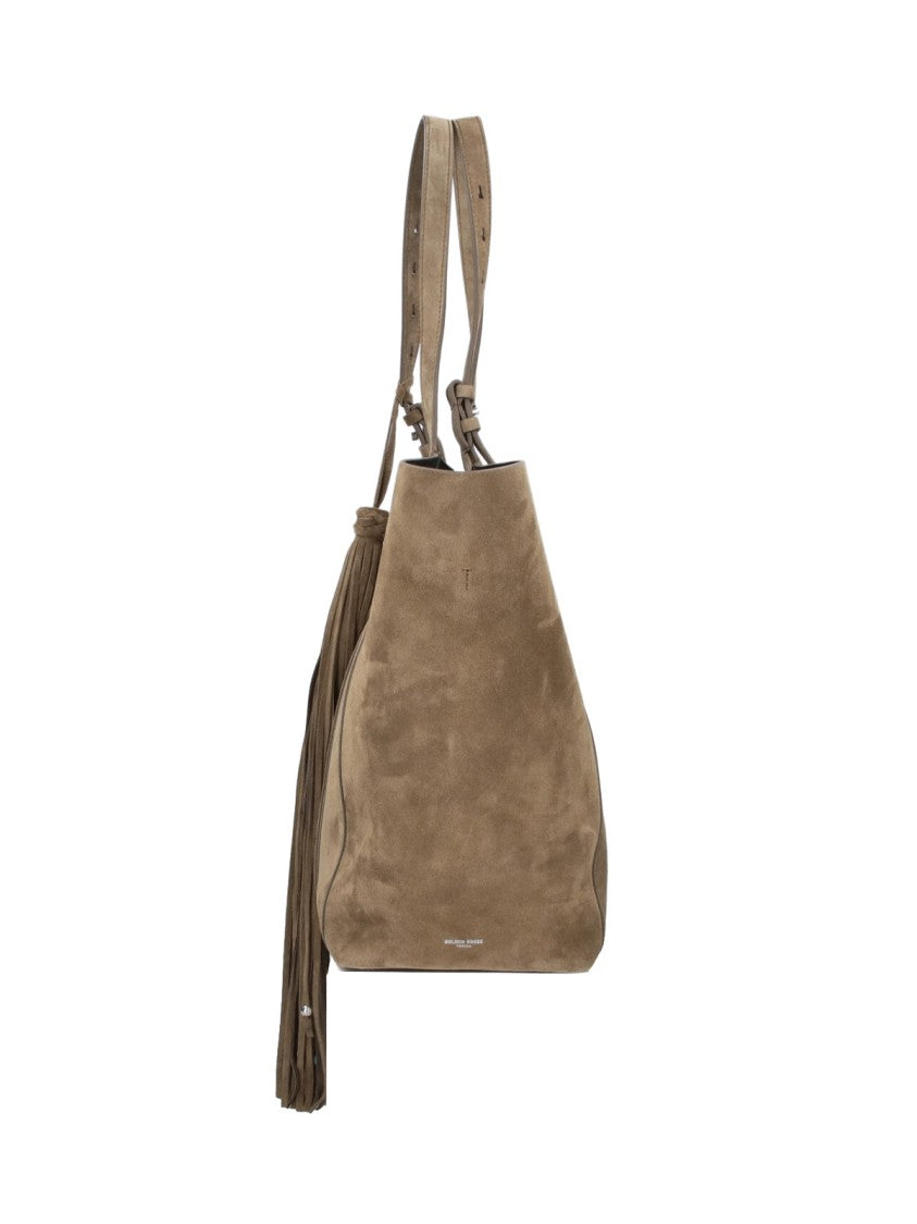 Golden Goose Brown 24/7 Fringed Calf Suede Tote